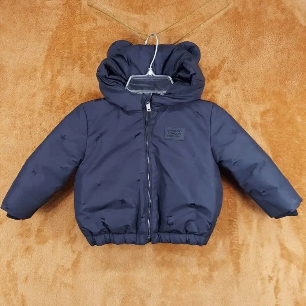BABY BURBERRY Unisex Bear Down Puffer Jacket Size 18M Baby In Black Coat $580